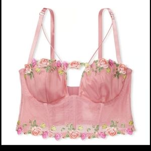 Victoria's Secret Very Sexy Unlined Rose Embroidered Corset top size Small DD
